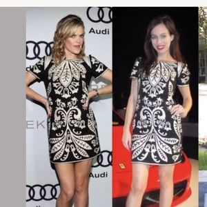 French connection Damask Dress Shift beaded Sz 0